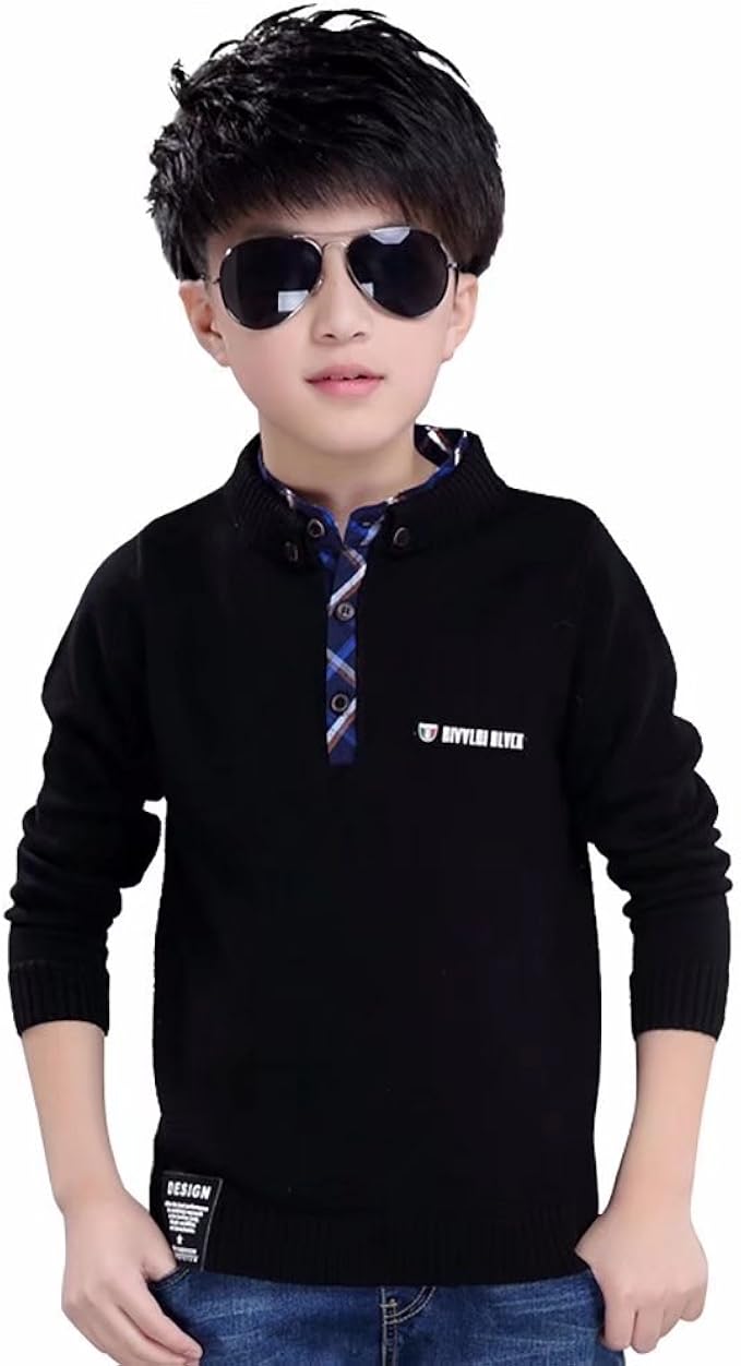 Amazon Amigoyo キッズ セーター 子供服 男の子 シャツネック ニット 秋冬 長袖 カジュアル かっこいい 2色 ボーイズ セーター 通販