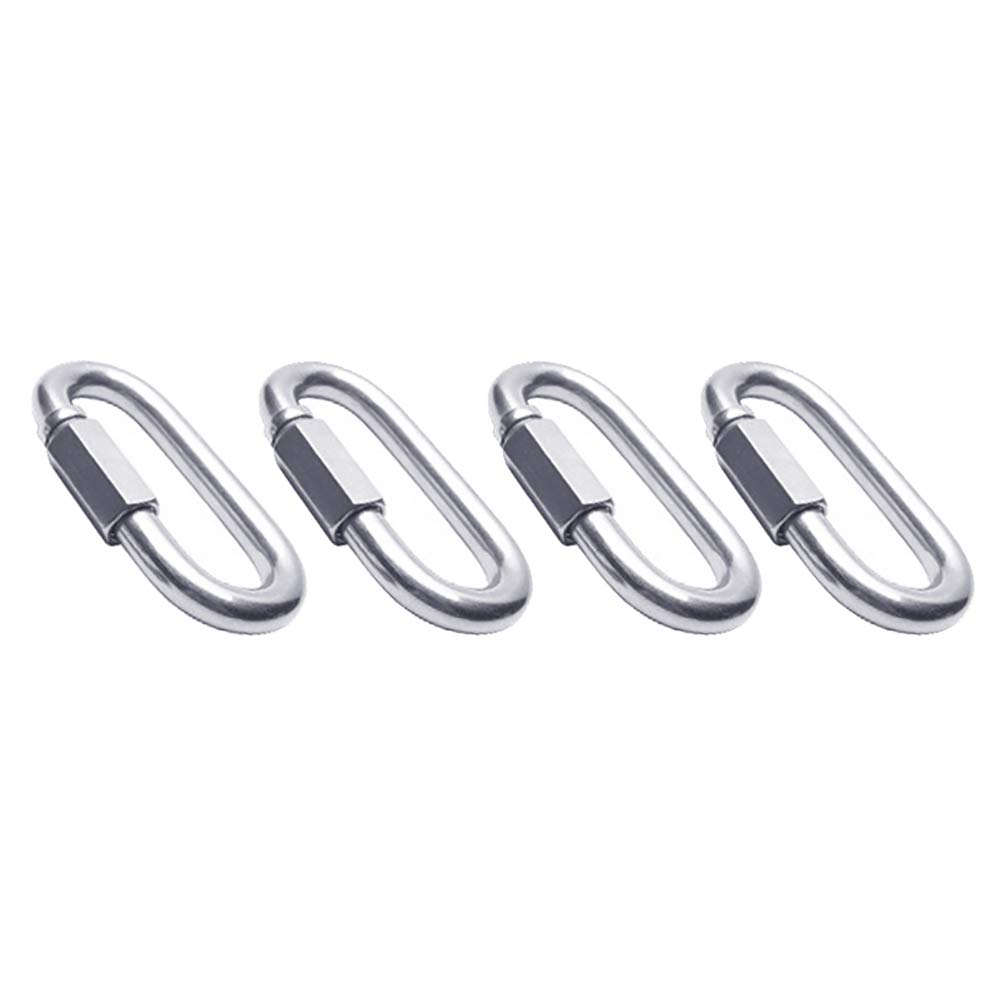 FSSTUD 4 PCS Stainless Steel Quick Links D Shape Carabiner Locking Clip Ring Chain Connector M4