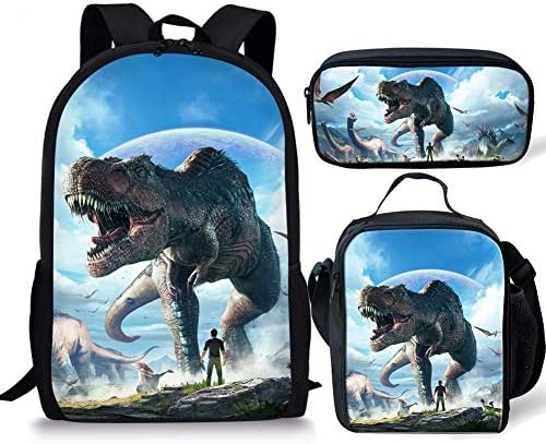 School Backpack Set 3D Print Bookbag Lunch Bag Pencil Box for Kids