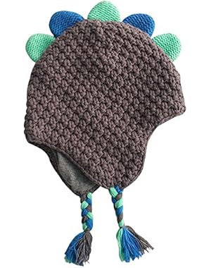 Baby Infant Children Knitted Winter Earflap Hat Boy Handmade Dinosaur
