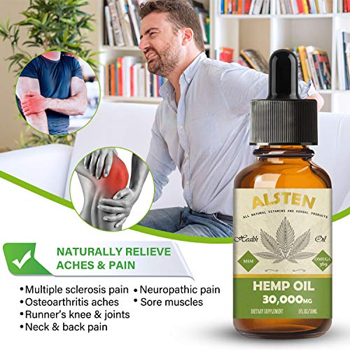 (2-Pack) ALSTEN Hemp Oil for Pain, Anxiety & Stress Relief - 30000mg of Hemp Oil Drops