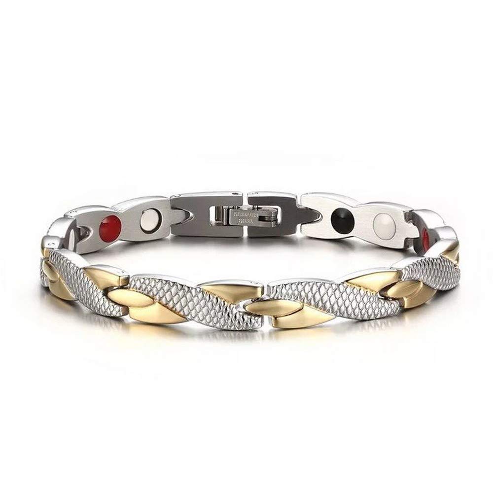 20LY Gold Silver Titanium Steel Magnetic Link Bracelet Men Women