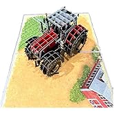 ETA 3D Pop-Up Red Tractor Greeting Card – Handmade Farm Vehicle Card for Birthday, Father’s Day, Retirement & Special Occasions H36