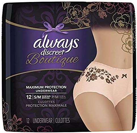 Always Discreet Boutique, Maximum Protection, Small/Medium, (Pack of 6)
