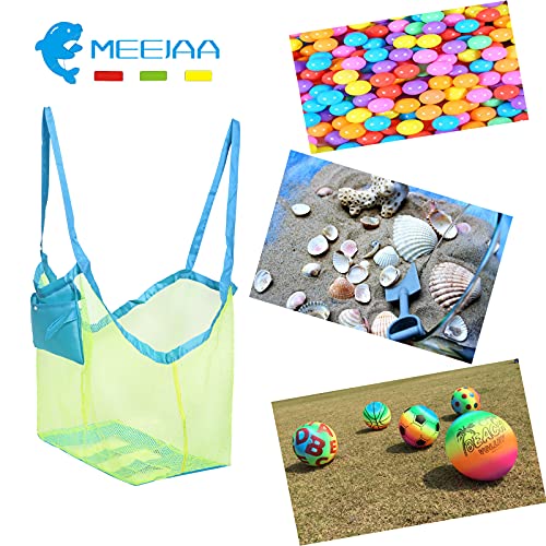 MeeJaa Mesh Beach Bag, Classic Mesh Beach Toy Tote Bag, Foldable Large