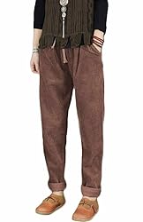 Minibee Women's Casual Corduroy Pants Comfy Pull on