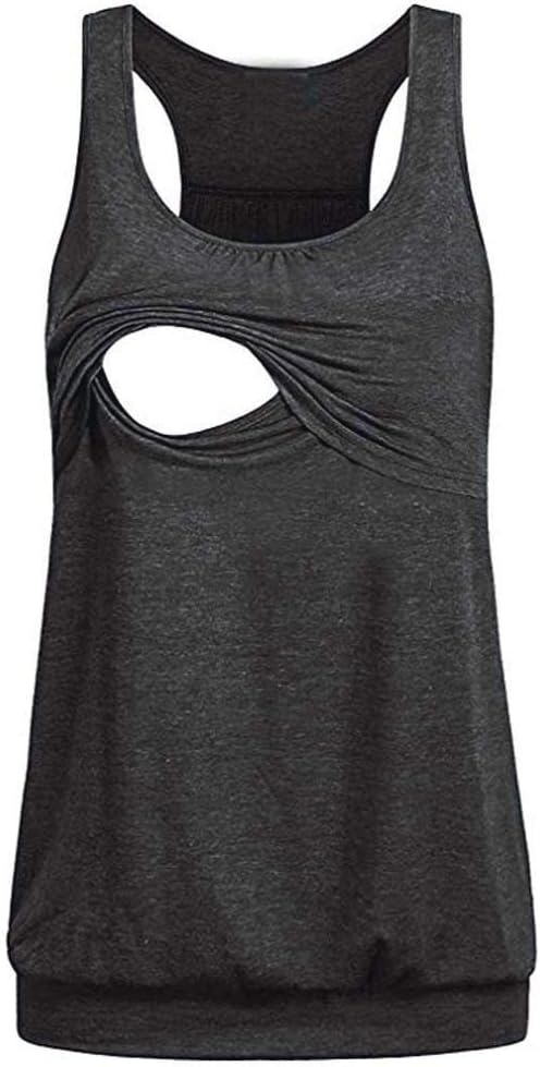 Women's Maternity Layered Nursing Tops Solid Short/Long Sleeve Henley V Neck T-Shirts Breastfeeding Blouse