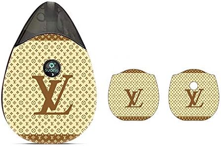 Suorin Drop Decal Protective Sleeve | Suorin Drop Skin | Suorin Drop Sticker | Suorin Drop Wrap (Lou V Tan & Gold)