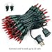 Brizled Red Christmas Lights, 33ft 100 LED Connectable Christmas String Light, 120V UL Certified LED Light String for Indoor & Outdoor, Xmas Tree, Garden, Party and Holiday Decoration