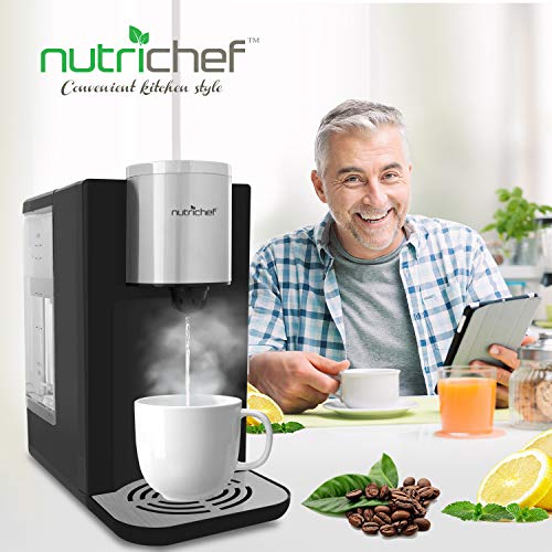 Electric Auto Hot Water Dispenser - Instant Fast Heating Coil Water Boiler More Simple Then Water Kettles Pots Clear Water Tank Measuring Fill Water Up To 2.3 quart NutriChef PKHTWTR46
