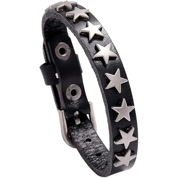 Amazon.com: Punk Leather Star Bracelet Leather Star Cuff