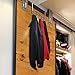 Over the Door Rack with Hooks | 5 Hangers for Towels Coats Clothes Robes Ties Hats | Bathroom Closet Extra Long Heavy Duty Chrome Space Saver Mudroom Organizer by Kyle Matthews Designs