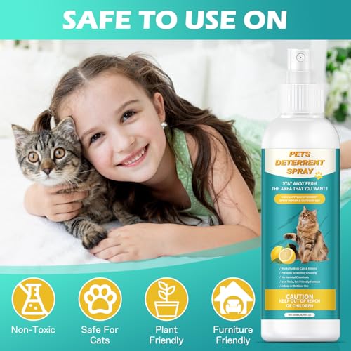 QROHIPX Natural Cat Deterrent Spray, Safe for Indoor & Outdoor, No Trace Residue Formula, Protect Furniture & Garden, Upgraded Cat Training Essential (200ML)
