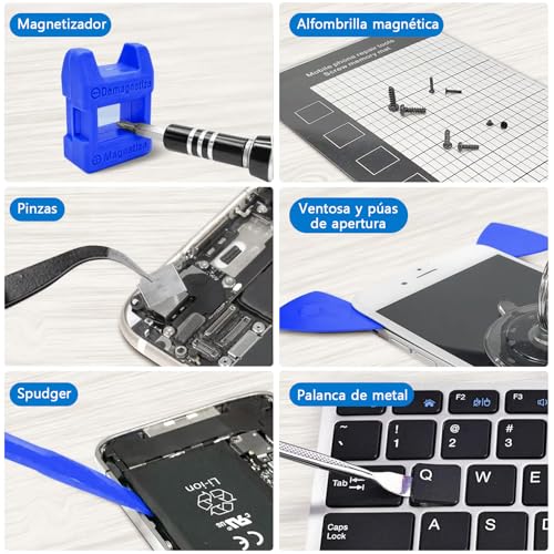 KIROGILY Juego de Desarmadores de Precisión, 142 en 1 kit de Desarmadores, Herramienta Electrónica para lphone, MacBook, Computadora Laptop, PC, Nintendo PS4 Consola, Azul