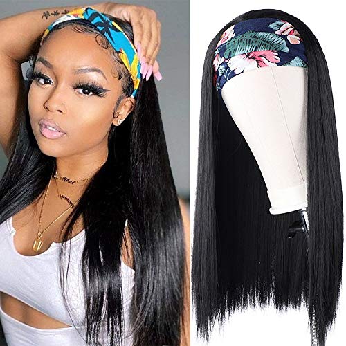 FORCUTEU Headband Wigs for Black Women Straight Synthetic Wig Heat Resistant Headband Wigs Hair Silky Straight Hair Wigs 24 Inch for Daily Party Use FORCUTEU Headband Wigs for Black Women Straight Synthetic Wig Heat Resistant Headband Wigs Hair Silky Straight Hair Wigs 24 Inch for Daily Party Use