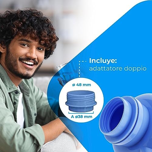 Distributore d'acqua universale - Distributore manuale per caraffe, bottiglie, barili - Compatibile con bottiglie da 2,4,6,8,10 e 12L, con adattatore da 3,8 e 4,8 cm - Bianco e blu