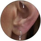 NONTAI 16G 18G Titanium Dangle Huggie Hoop, Rook Piercing Jewelry Cartilage Earring Conch Helix Hoop Earring