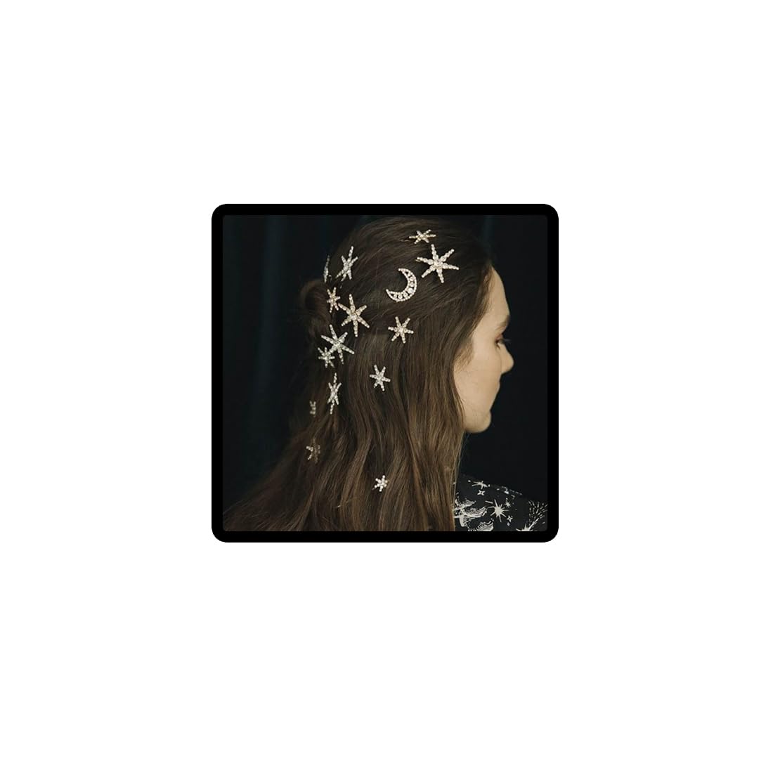 Prosy 6PC Bride Wedding Crystal Star Crescent Moon Hair Pins Bridal Hair Accessories Rhinestones Hair Comb Slides for Women and Girls (Gold)