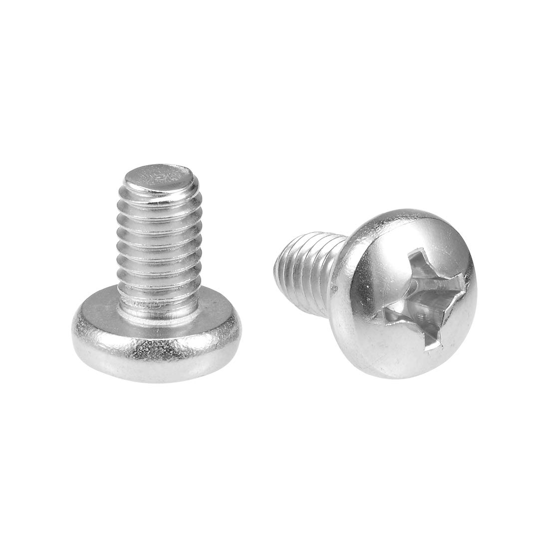 sourcing map M6x10mm Machine Screws Phillips Cross Pan Head Screw 304 Stainless Steel Fasteners Bolts 10Pcs