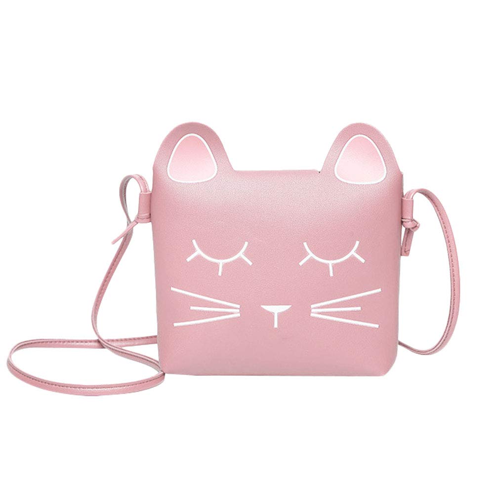 Cute Little Girls' Shoulder Bag Handbag Purse, Princess Mini Bags, Cat Cross Body Messenger Bag (pink)