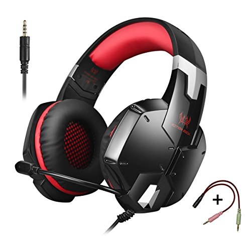 LESHP G1200 Gaming Headset 3.5mm Game Stereo Headphone Earphone Headband with Mic Stereo Bass for PS4 PC Computer Laptop Mobile Phones (Black and Red) LESHP G1200 Gaming Headset 3.5mm Game Stereo Headphone Earphone Headband with Mic Stereo Bass for PS4 PC Computer Laptop Mobile Phones (Black and Red)