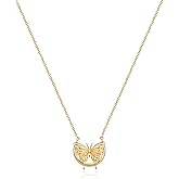MEVECCO Gold Dainty Butterfly Necklace 18K Gold Plated Butterfly Pendant Necklaces Delicate Cubic Zircon Butterfly Necklace for Women Minimalist Jewelry