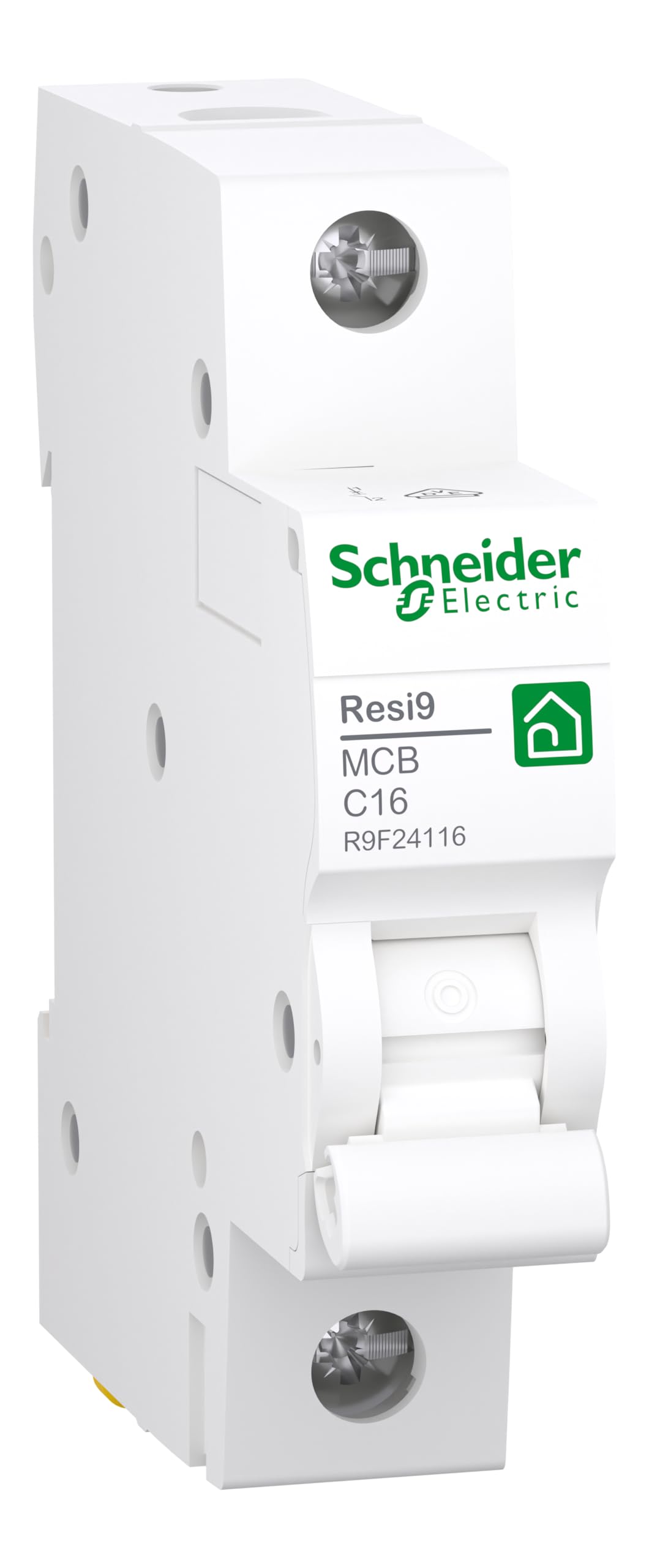 Schneider Electric Circuit Breaker RESI9 1P 16A C 6KA, R9F24116, White