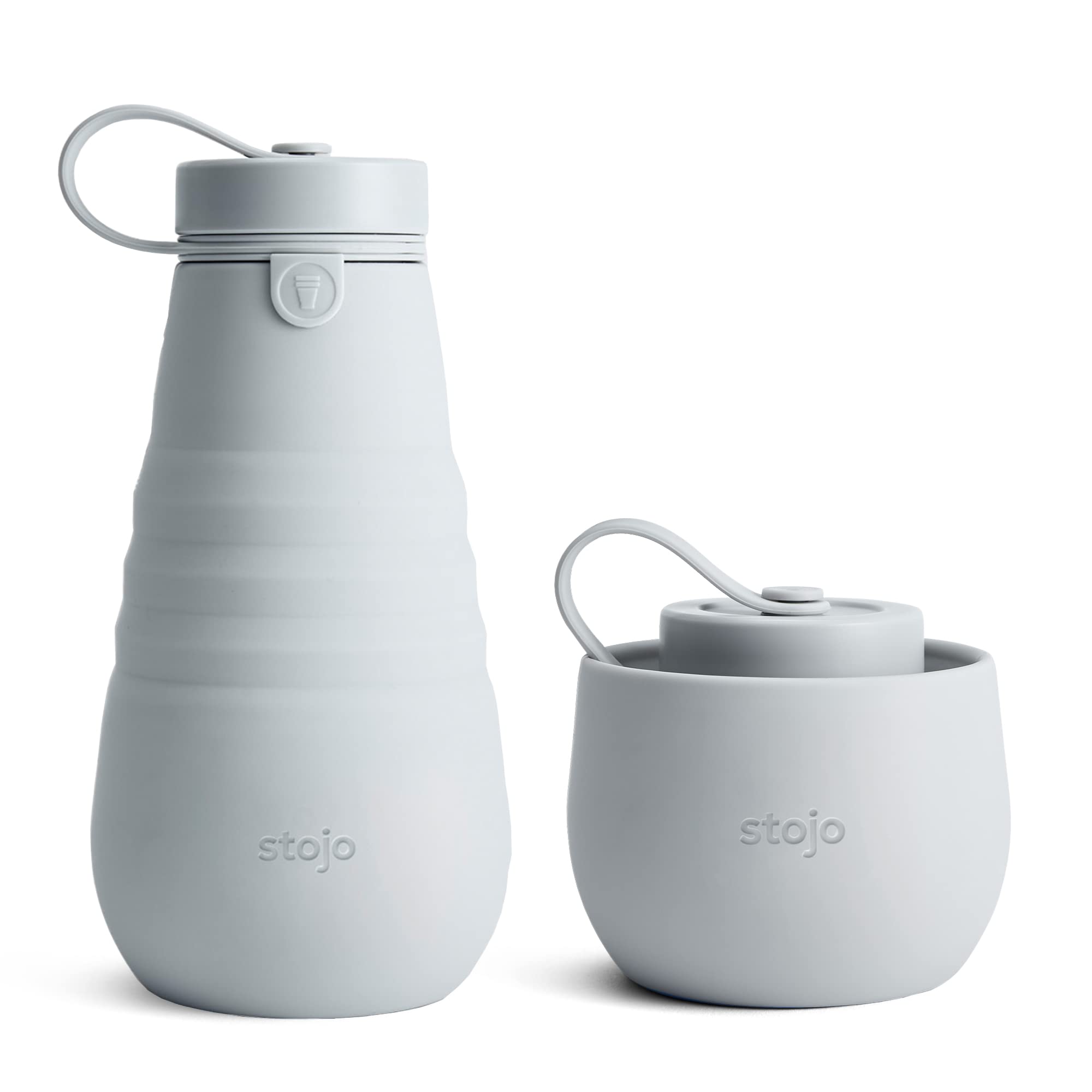 STOJO Collapsible Bottle - 20oz / 592ml - Reusable & Leakproof Silicone Travel Water Bottle for Sport, School, & Everyday Use - Screw-Top Cap - Portable - Dishwasher Safe - Cashmere — image 1