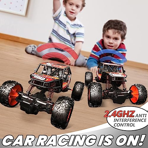 DEERC Remote Control Car with Metal Shell, 60+ Mins, 2.4G Remote Control Truck, RC Cars Crawler for Boys, RC Monster Trucks, Toy Vehicle Car Gift for Kids Adults Girls