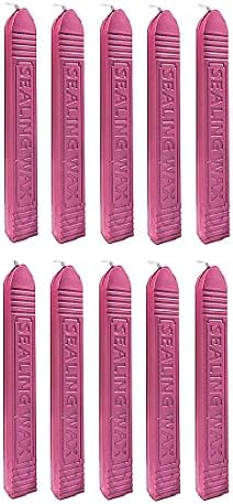 UNIQOOO Arts & Crafts Pack of 10 Glossy Soft Fuchsia Sealing Wax Sticks with Wick for Wax Seal Stamp, Great for Embellishment of Cards Envelopes, Wedding Invitations, Wine Packages