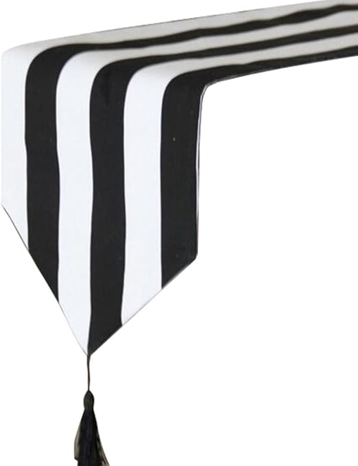 Amazon Com Ustide Black And White Stripped Table Runners Cotton