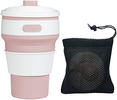 Coffee Cup Collapsible, LXMAO Travel Cup Foldable Silicone BPA Free Coffee Mug Leakproof for Women Men, 350ml