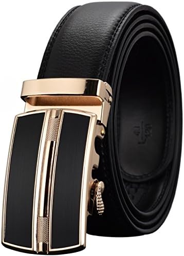 Leather Belts for Men's Ratchet Dress Belt Black Brown with Automatic Buckle