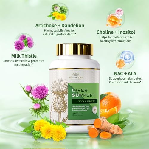 Liver Cleanse Detox & Repair -Milk Thistle Supplement, 80% Silymarin, with N-Acetyl Cysteine(NAC), Artichoke, Turmeric & Dandelion for Liver & Antioxidant Support, All-Natural, Gluten Free, Non-GMO