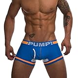 Fullfun Pump Men's Breathable Mesh Pouch Boxers Brief Cotton Underpant Shorts Pants (Sky Blue, M)