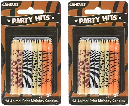 24 pc Safari Wild Animal Print Birthday Cake Candles (2-(Pack))