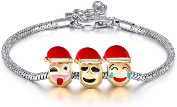 Emoticon Buon Natale.Asien Teen Braccialetto Di Perle Per Ragazze Braccialetto Con Ciondoli Emoji Per Bambini Lunghezza Regolabile Smaltato Viso Natale Compleanno Gioielli Regalo Buon Natale Amazon It Casa E Cucina