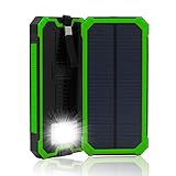 QueenAcc 15000mAh Solar Charger, Solar Power Bank with LED Flashlight Portable Charger, Backup Solar Power Pack, Dual USB Port Solar Battery Charger for Smart phones and Other USB Devices(green)