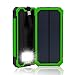QueenAcc 15000mAh Solar Charger, Solar Power Bank with LED Flashlight Portable Charger, Backup Solar Power Pack, Dual USB Port Solar Battery Charger for Smart phones and Other USB Devices(green)