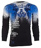 Archaic AFFLICTION Men THERMAL Shirt NIGHTWATCHER Skull Tattoo Biker BLue