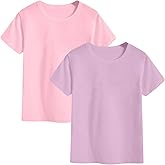 Shouldin 2-Pack Kids Cotton T-Shirts Short Sleeve Basic Tops for Toddlers Boys and Girls