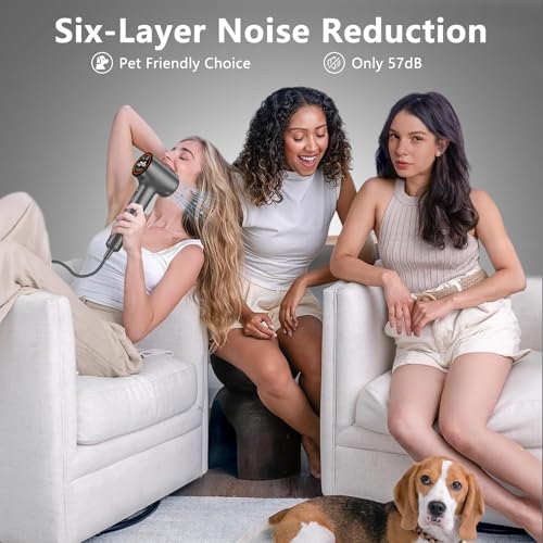 TQQ Hair Dryer, 400 Million Ion Plasma Hairdryer, Brushless Motor 110,000 RPM for Fast Drying, Professional Hair Dryer 57 dB Suitable for Travel and Home