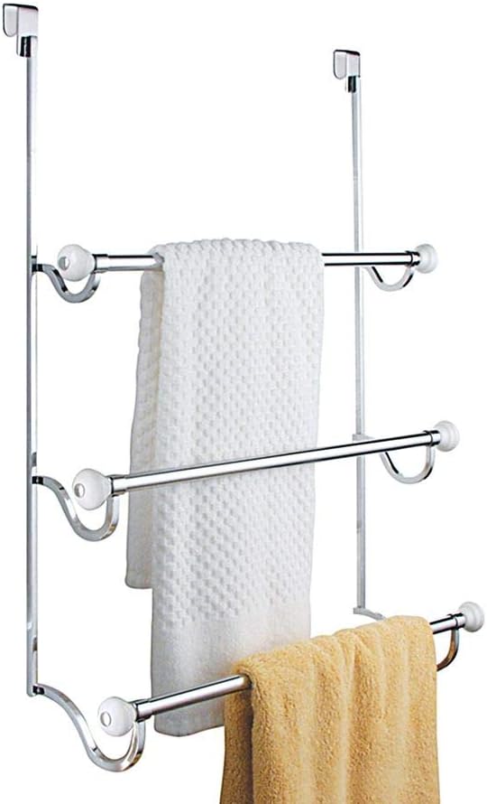InterDesign York Over Shower Door Towel Rack, White/ Chrome Amazon.co