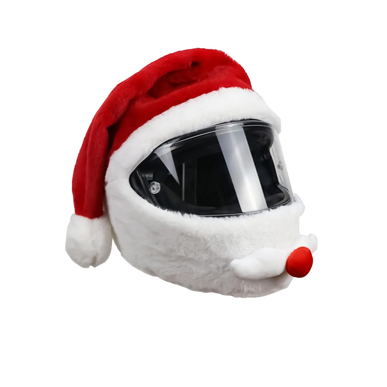 BORFUE Christmas Santa Motorcycle Helmet Cover Motorcycle Helmet Full-Face Protection Cover Plush Helmet Cover Xmas Hat Decoration Accessories