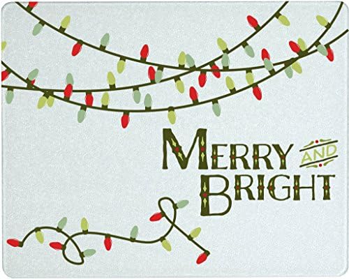Vance 15 X 12 inch Merry and Bright Surface Saver Tempered Glass Cutting Board, 81512CST-MAB
