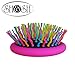Detangling Brush with Mirror- No Tangle & Pain- Anti Static Soft Bristle- Massaging & Straightening Detangler- Rubberized Grip- Cool/Cute Colors- Wet & Dry Detangle Comb- For All Hair Types (Pink)