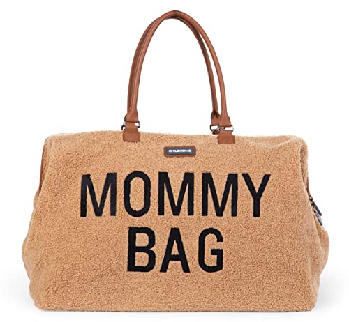Childhome, Mommy Bag, Changing Bag, Maternity, Travel Bag, Large Capacity, Changing Mat, Adjustable Shoulder Strap, Compartmentalised, Insulated Pocket, Suitcase Pocket, Teddy beige