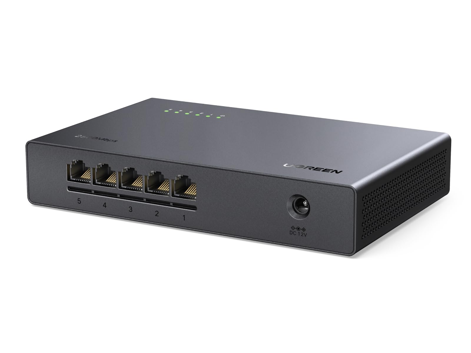 UGREEN 2.5G LAN Switch mit 5X 2.5G Ports,Unmanaged Netzwerk Switch für Computer,NAS,Server, Schnelle Datenübertragung,lüfterlos und leise,Desktop/Wandmontage