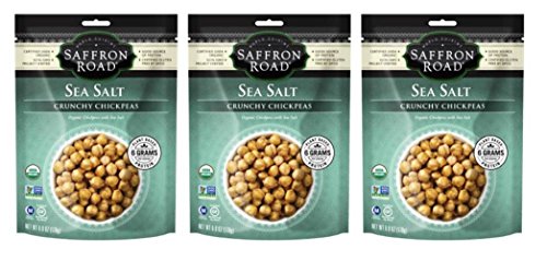Saffron Road Crunchy Seasoned Chickpeas, Sea Salt Flavor - Pack of 3, 6 Ounces each - Thumbnail 2