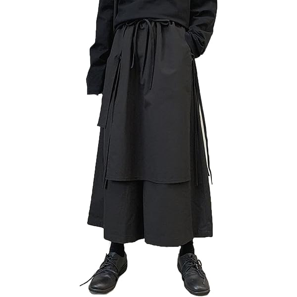 GK-O Mens Pants Retro Loose Gothic Pocket Japanese Kendo Hakama